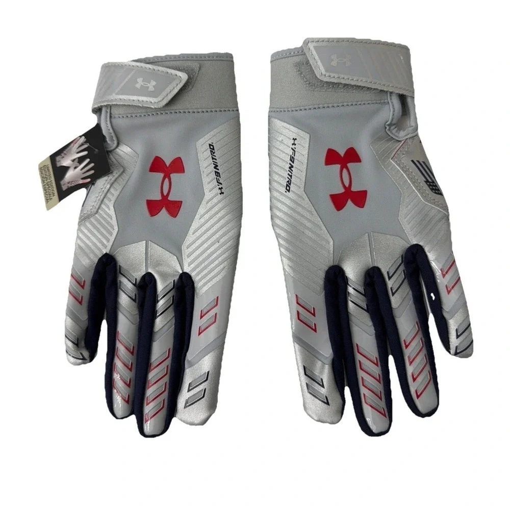 Under Armour Boys' F9 Novelty Football Gloves, Gray /silver Size YL New